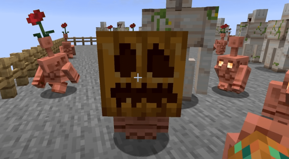 Цветы, тыквы и мишени: что из этого выберет медный голем в Minecraft