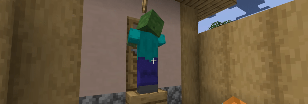 Minecraft’te “Yorgunluk III” etkili zombi vs ahşap kapı