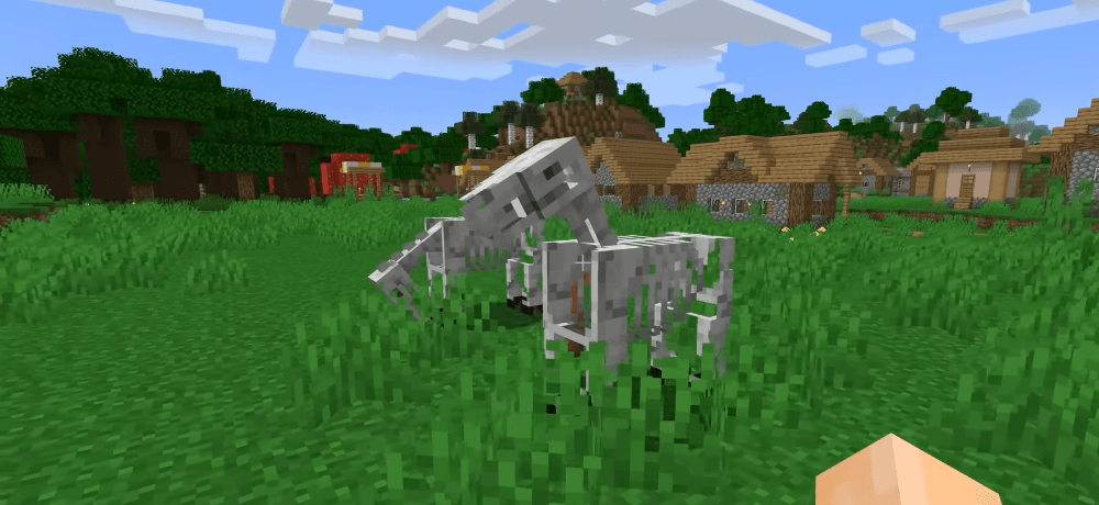 Parafulmine contro cavallo scheletro in Minecraft