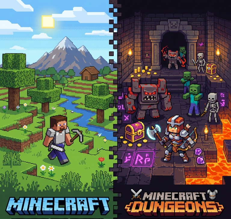 Mondi cubici: confronto tra i due grandi successi Minecraft e Minecraft Dungeons