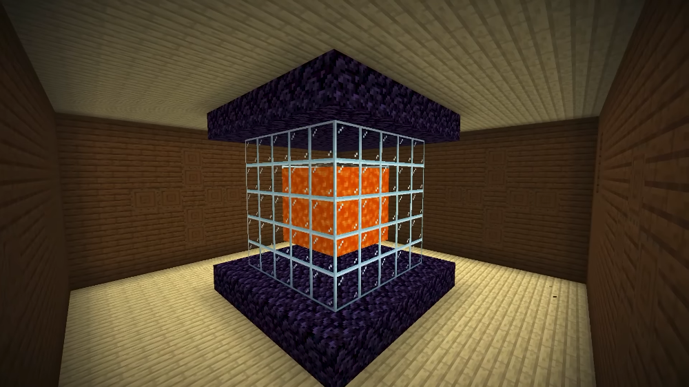 La stanza segreta con la lava nella villa dei boschi di Minecraft