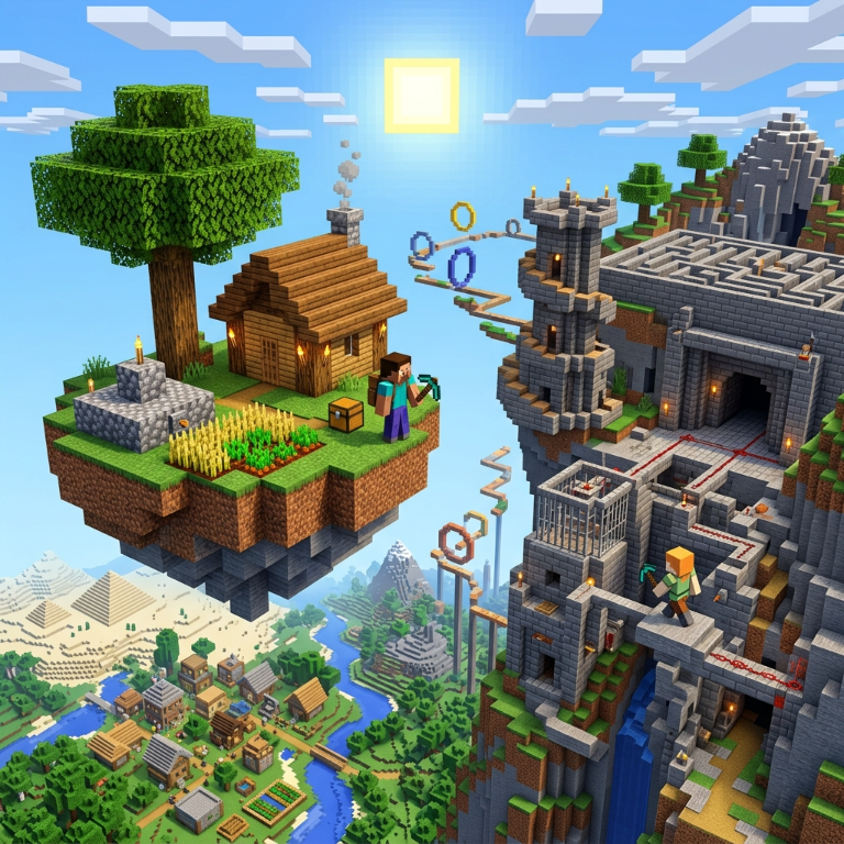 Minecraft'taki en popüler haritalar: SkyBlock'tan Cube Escape'e